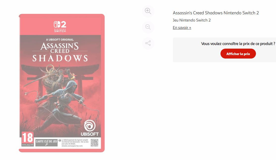法国零售商疑似泄露《刺客信条：影》Switch2版本信息